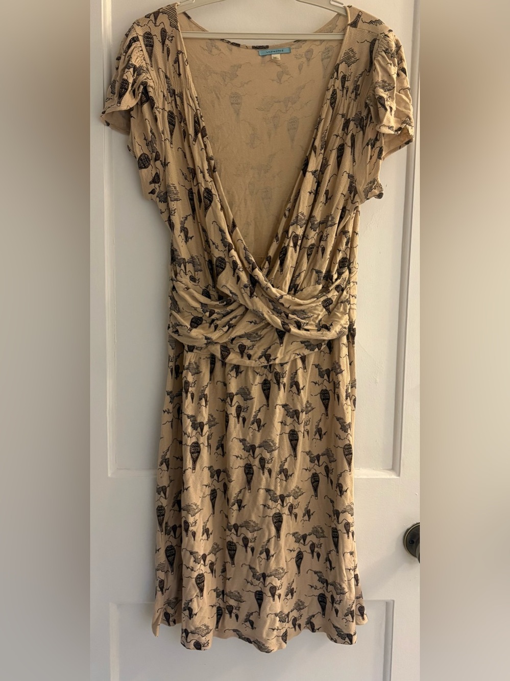 Anthropologie Leifnotes Up And Away Dress Hot Air Balloon Print Size Large